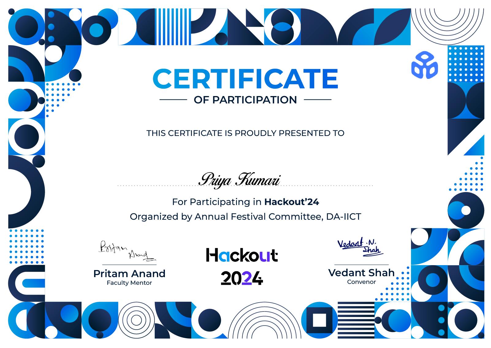 Hackathon Certificate