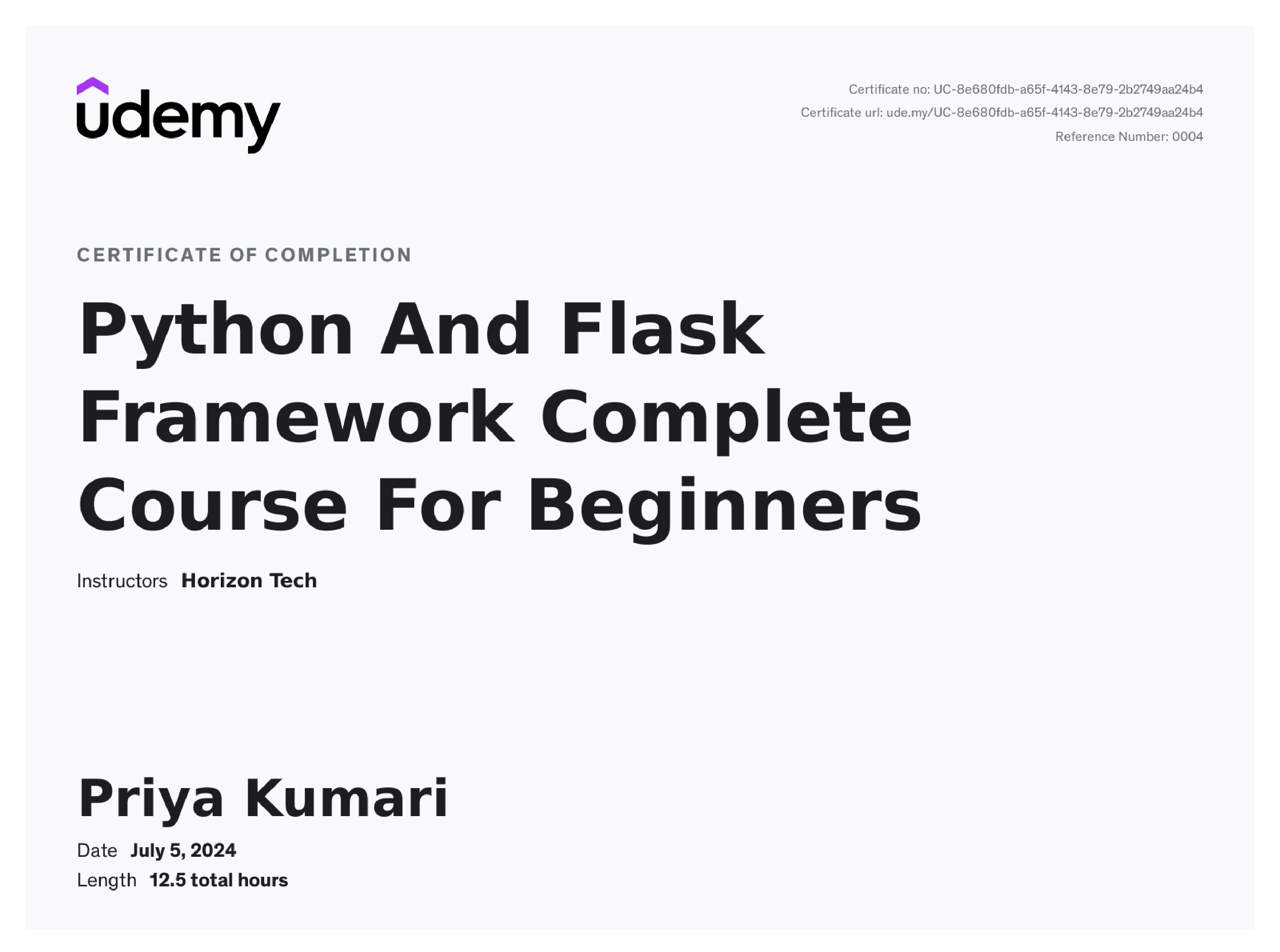 Flask Certificate